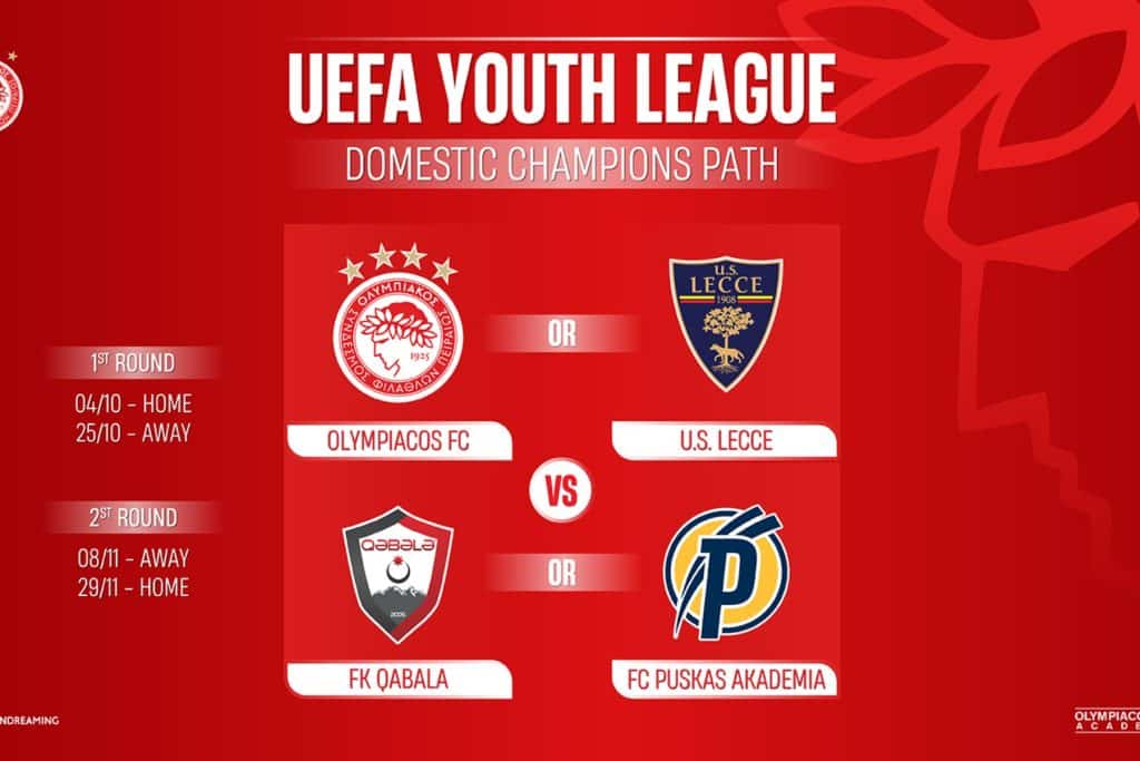 UEFA Youth League: Αντιμέτωποι με τη Λέτσε οι Νέοι του Θρύλου